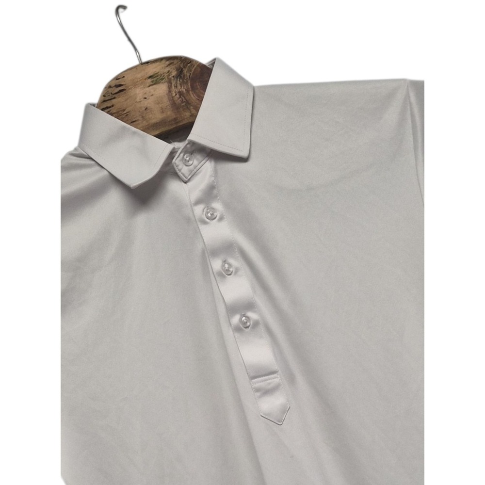Collars & Co Polo Shirt Mens Large White Solid Luxury Pique Cotton Knit Top